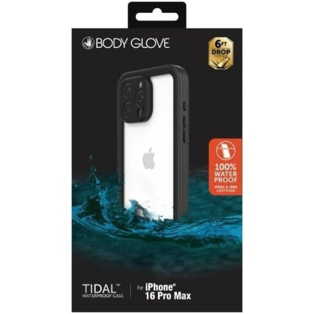 Body Glove Tidal Waterproof Phone Case for iPhone 16 Pro Max - Black/Clear